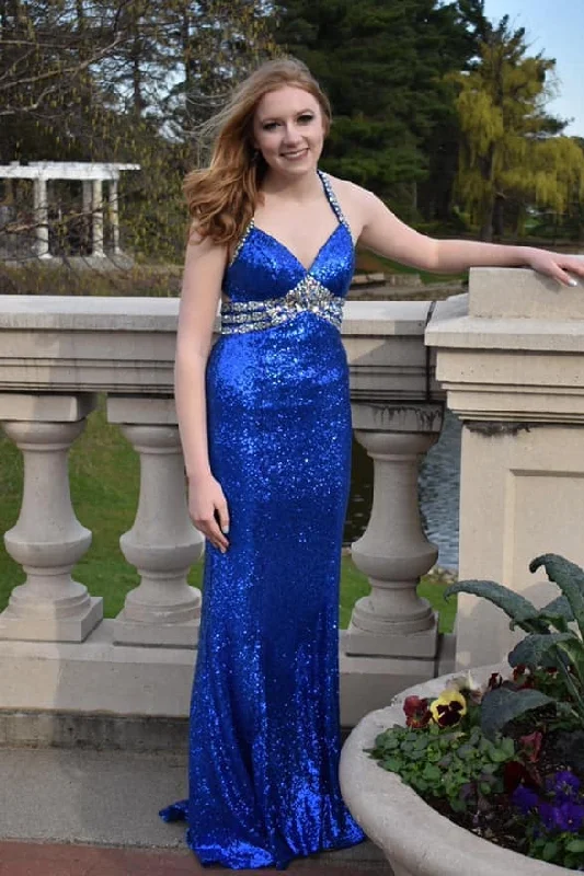 Sparkly Royal Blue Long Prom Dresses For Teens Pretty Party Gowns Tunics Denim casual