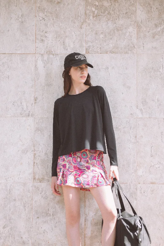 Move Shirt (Black) UPF 50+-- Satin Fabric Silk Fabric Chiffon Fabric