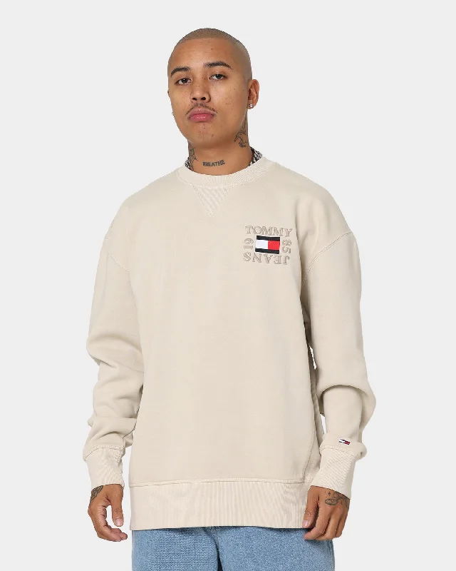 Tommy Jeans Timeless Box Crewneck Ancient White Cozy Stretch High-Waist Jeans