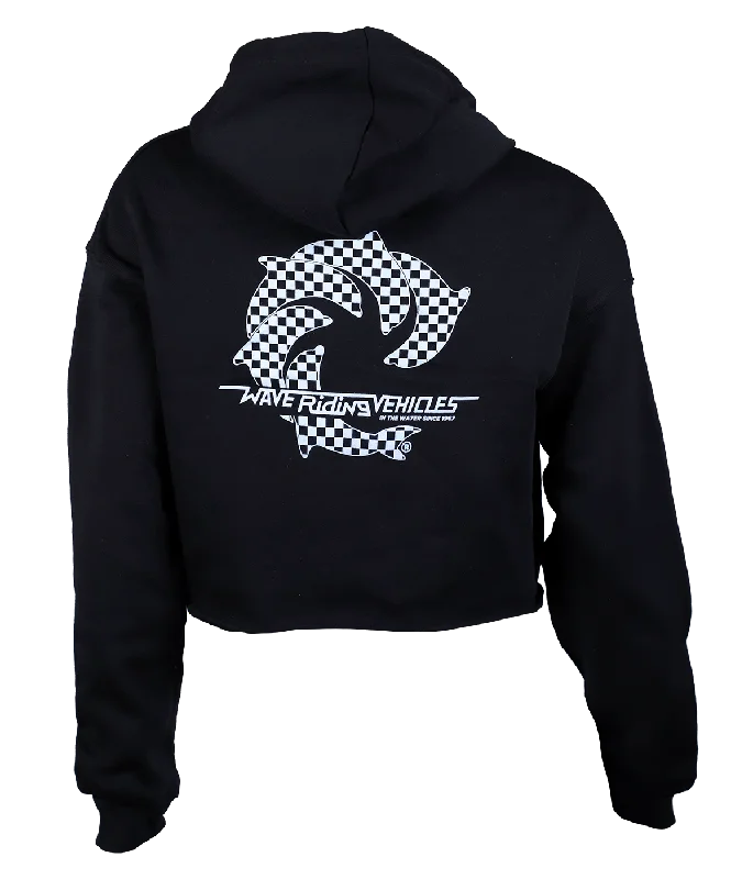 Checker Ladies Crop P/O Hooded Sweatshirt Graphic Hoodie Design Print
