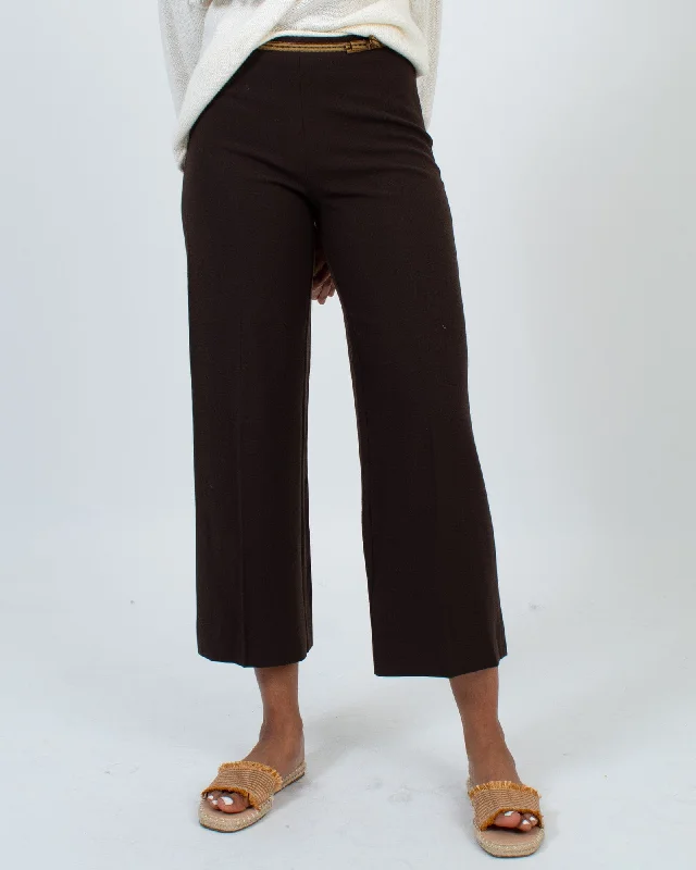 Belt Detail Wide Leg Pants Elegant High-Waist Pants