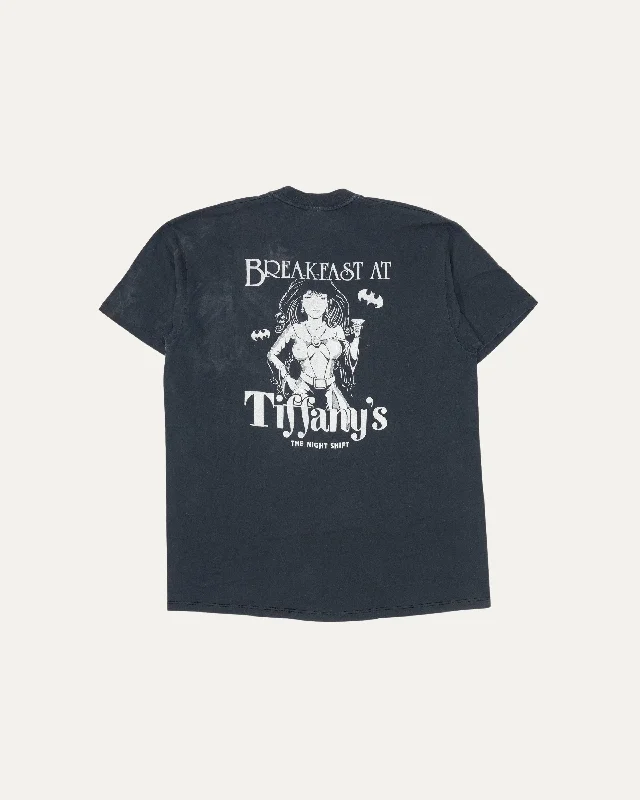 Breakfast at Tiffany's 'Night Shift' Parody T-Shirt-- Mesh Blend Leather Blend Suede Blend