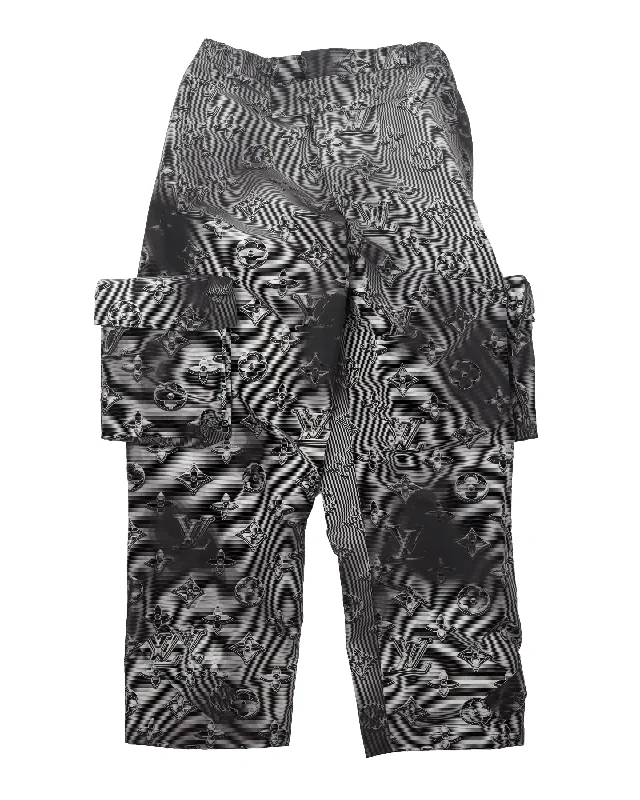 Monogram Removable 3D Pockets Cargo Pant w/ Tags Chic Slim Fit Pants