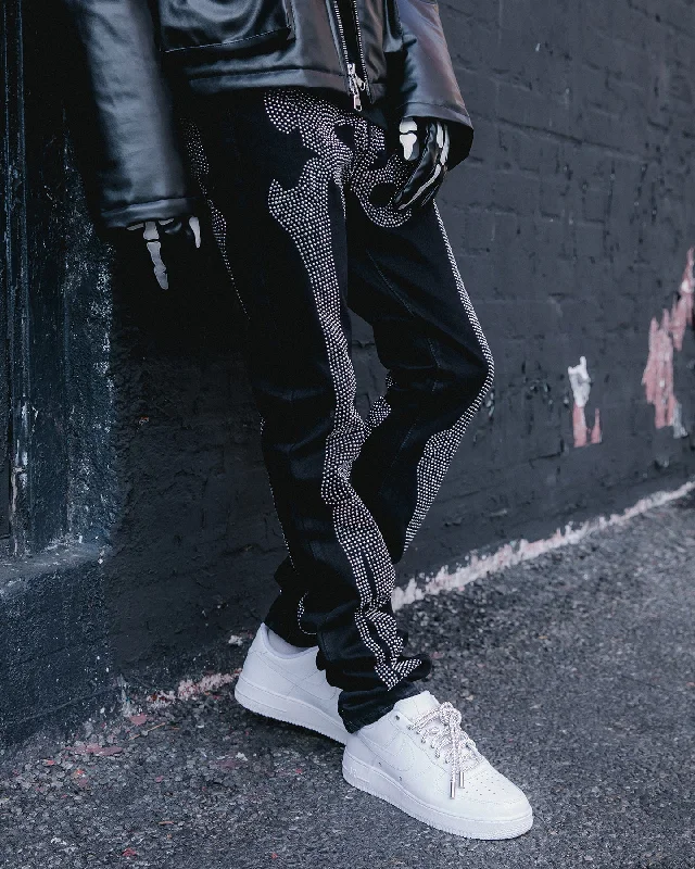 MNML D249 Skeleton Denim Jeans Black/White Comfortable Boyfriend Jeans