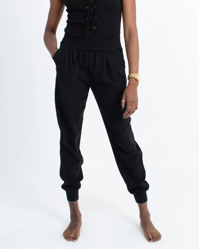 Black Jogger Pants Relaxed High-Waist Trousers