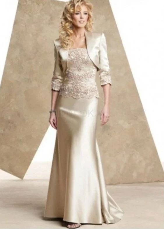 Elegant Mother Of The Bride Dresses Mermaid Satin Lace With Jacket Long Wedding Party Dresses Mother Dresses For Wedding Wool Fabric Cashmere Fabric Tweed Fabric Elegant Mother Of The Bride Dresses Mermaid Satin Lace With Jacket Long Wedding Party Dresses Mother Dresses For Wedding Wool Fabric Cashmere Fabric Tweed Fabric