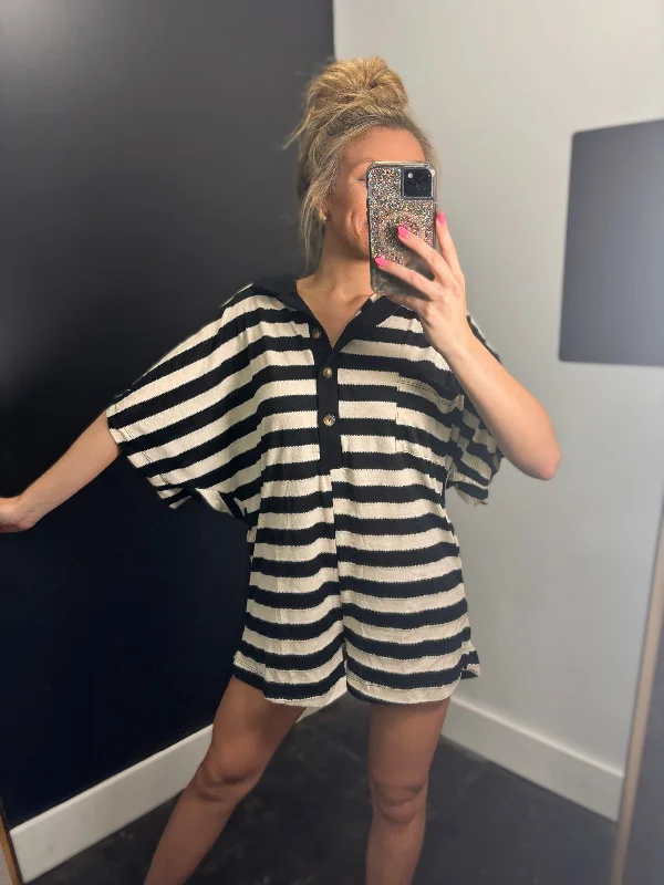 Ollie Oversized Stripe Romper (2 options) Elegant Embellished Romper Fancy
