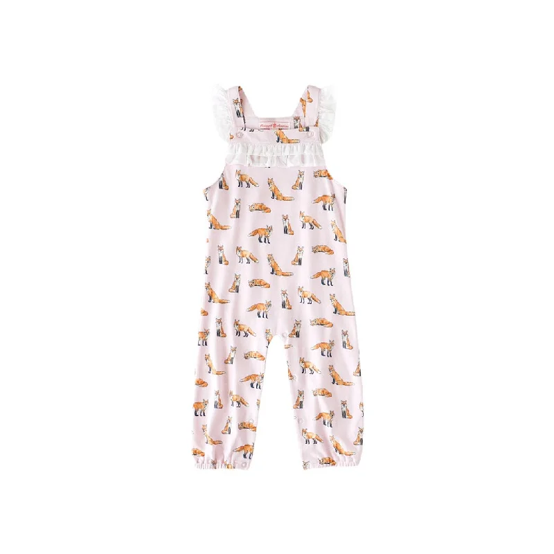 Pink Fox Ruffle Romper Dainty Bow Romper Cute